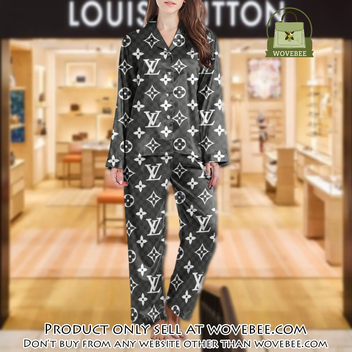Lv monogram long satin pajama set pjs1005 wvb1352452